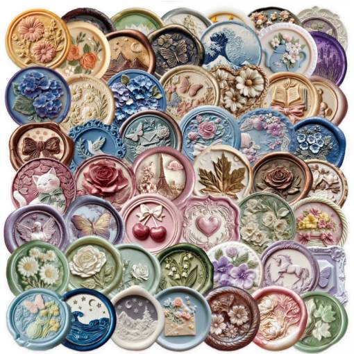 Foto - Autocolante de scrapbooking - Imitare a ceară sigilată, 104 bucăți