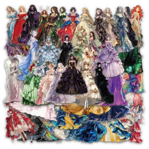 Foto - Autocolante de scrapbooking - Rochii de păpușă, 50 bucăți